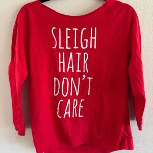 Red “Sleigh Hair Don’t Care” Christmas Sweatshirt – Next Level Apparel Size L